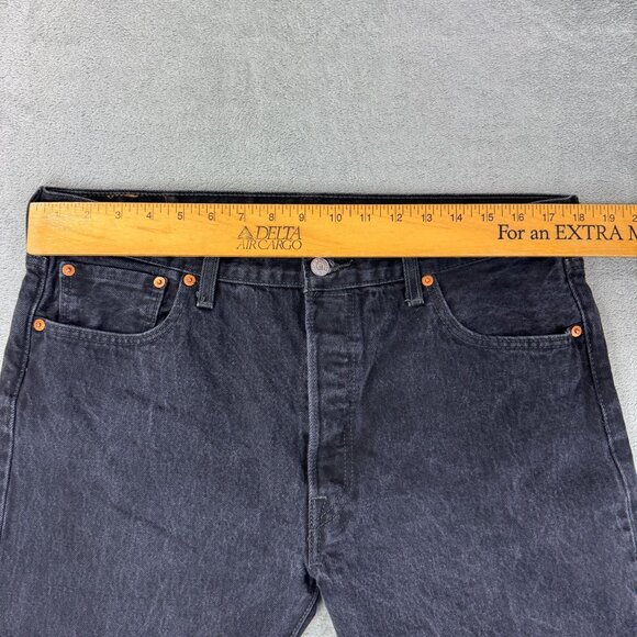 LEVIS 501xx Straight Leg Button Fly Mens Stone Wash Black Denim Jeans 36x30(28) - Picture 7 of 9